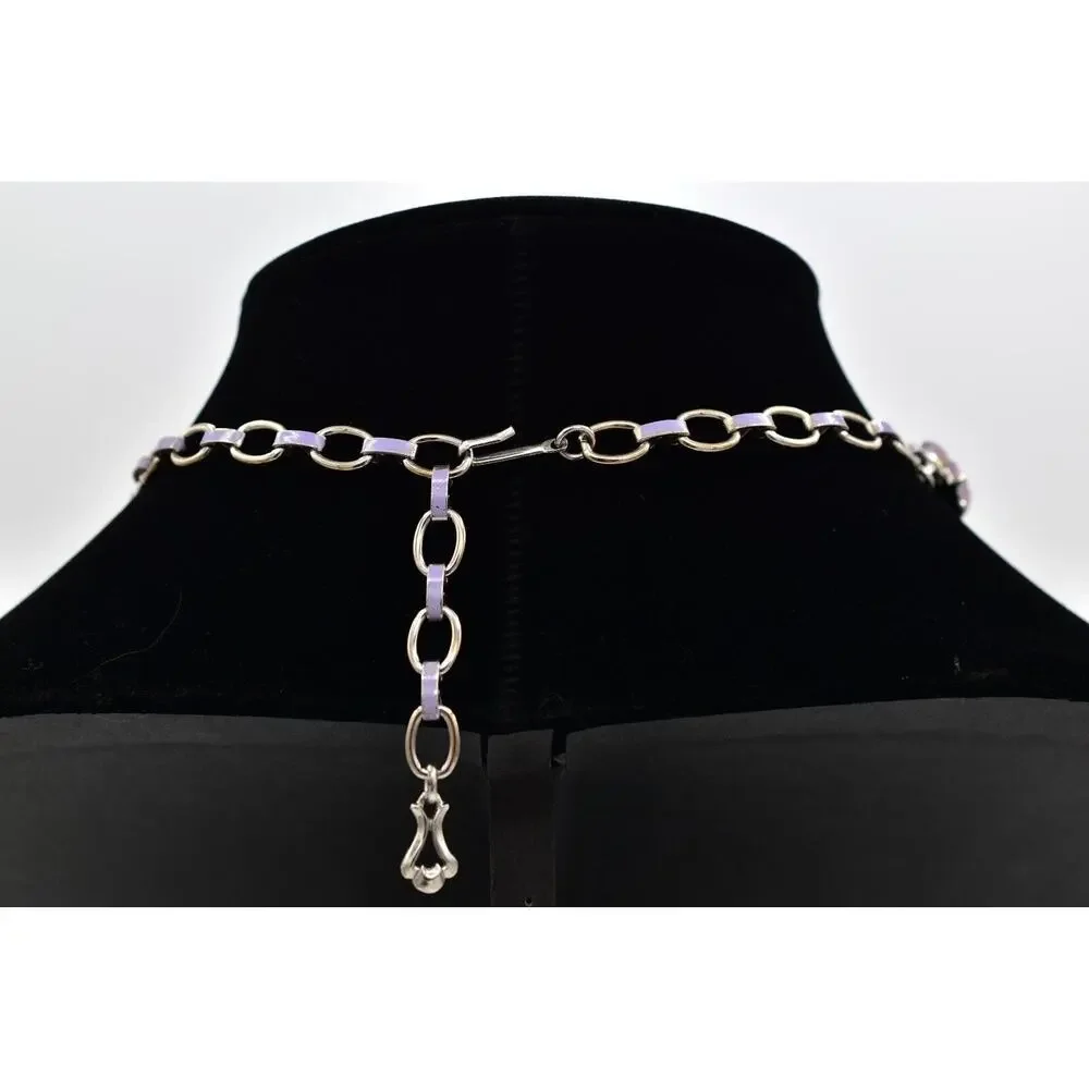Star Vintage Choker Collar Necklace Purple Lucite Leaf Chunky Signed 1940s BinBJ